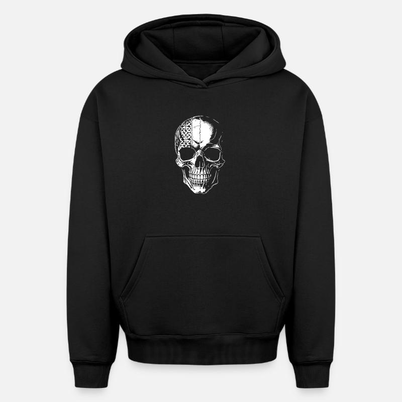 Crâne avec un tribal celtique - Sweat à capuche unisexe oversize épais SPREAD - noir