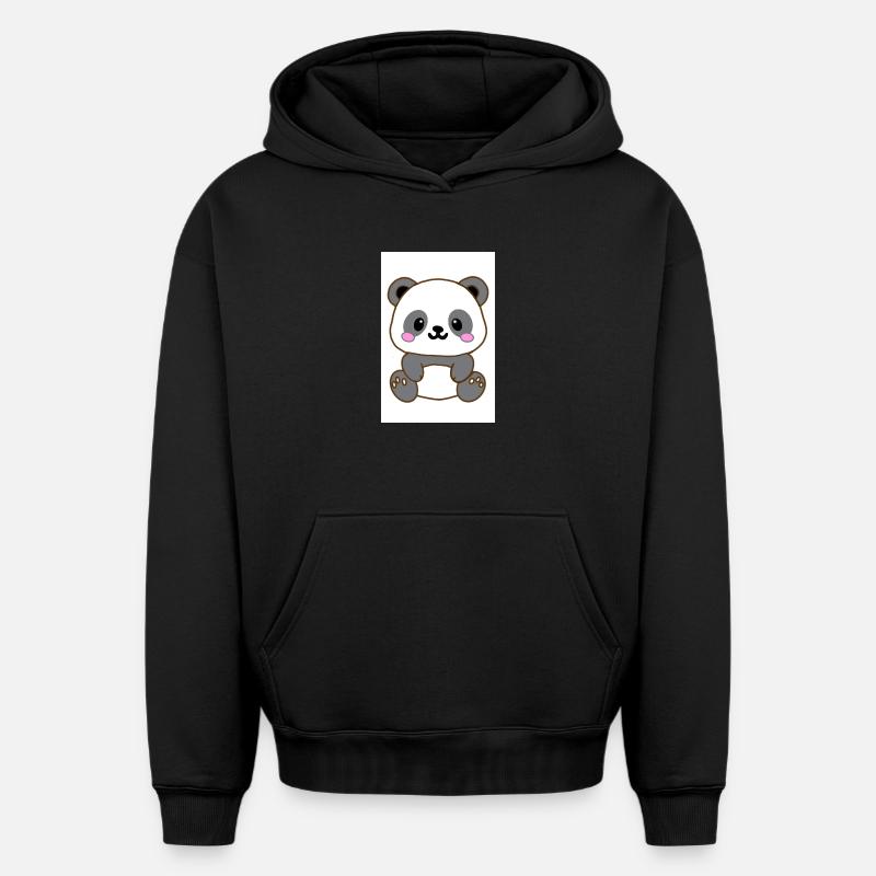 Panda kawaï  - Sweat à capuche unisexe oversize épais SPREAD - noir