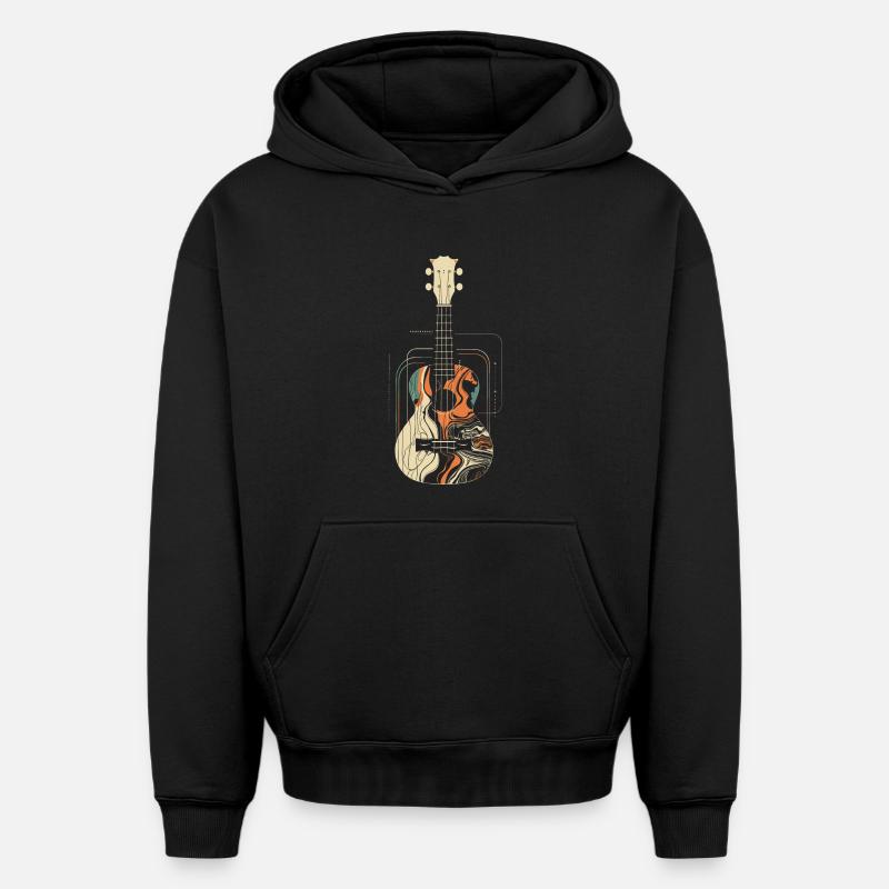 Graphiques Ukulele - Sweat à capuche unisexe oversize épais SPREAD - noir