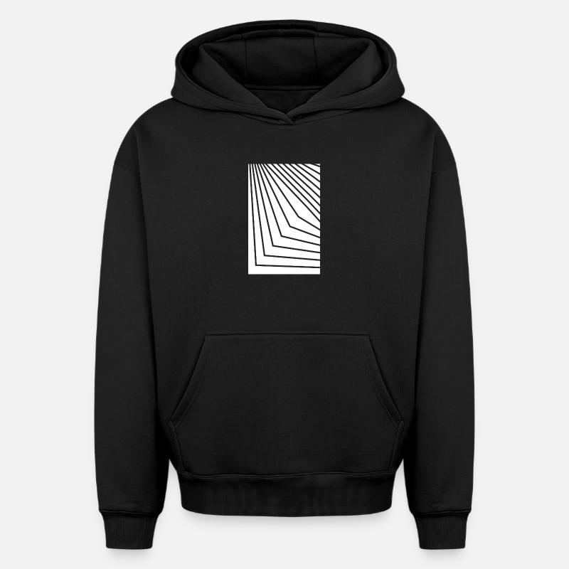 Angular Concentric Lines - Oversized Heavyweight Unisex Hoodie - black