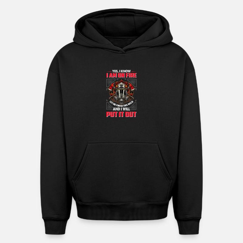 pompiers - Sweat à capuche unisexe oversize épais SPREAD - noir
