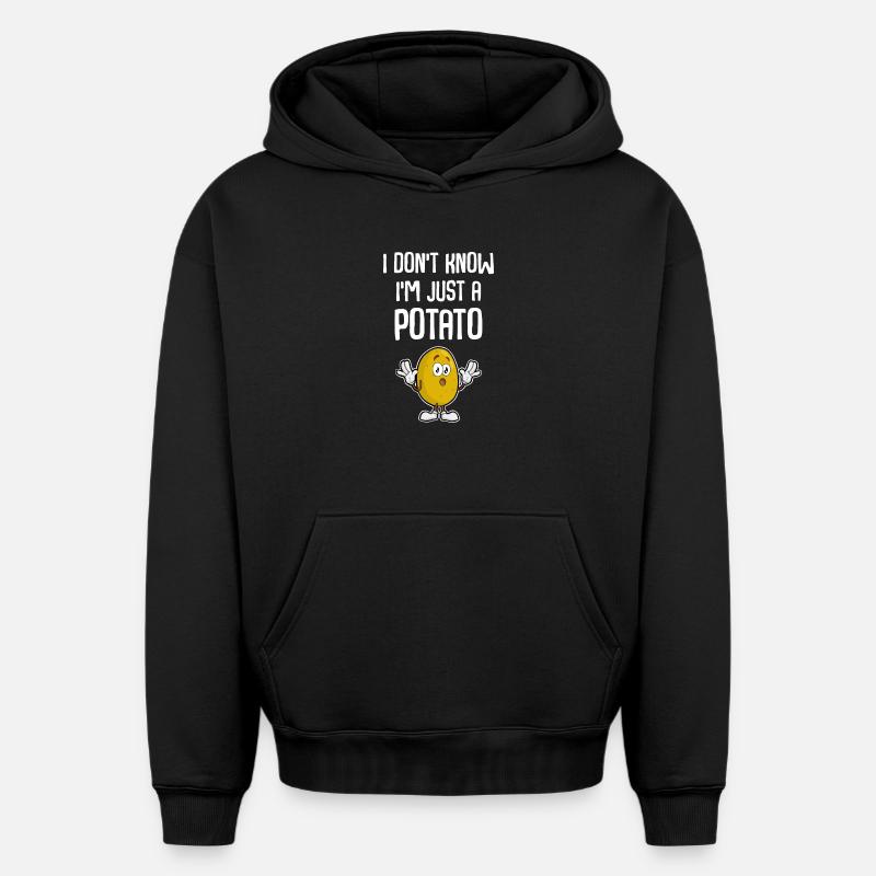 Pomme de terre - Sweat à capuche unisexe oversize épais SPREAD - noir