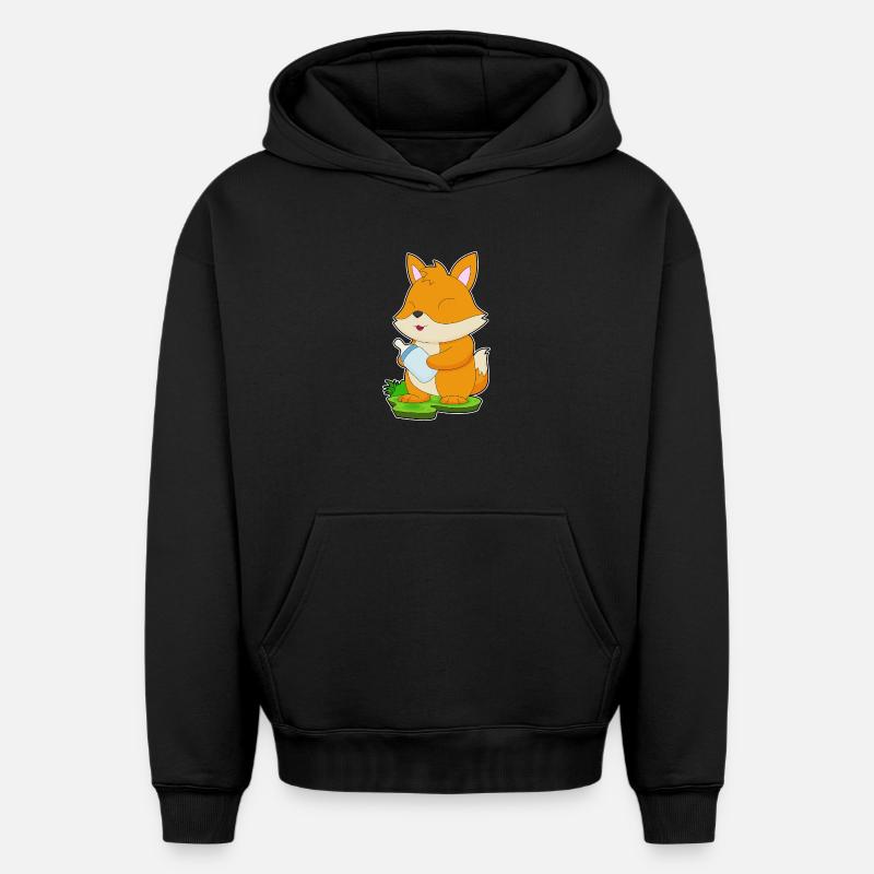 Biberon Fox - Sweat à capuche unisexe oversize épais SPREAD - noir