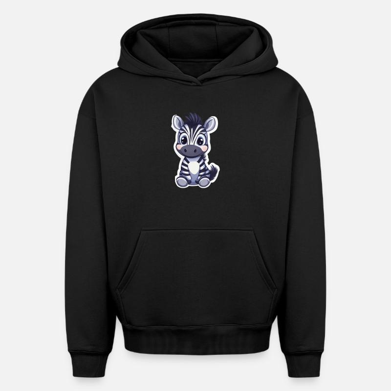 Zèbre - Sweat à capuche unisexe oversize épais SPREAD - noir
