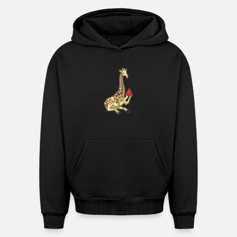 Girafe Pastèque - Sweat à capuche unisexe oversize épais SPREAD - noir