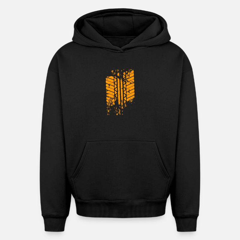 trace de pneu - Sweat à capuche unisexe oversize épais SPREAD - noir