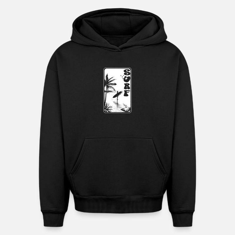 SURF - Sweat à capuche unisexe oversize épais SPREAD - noir