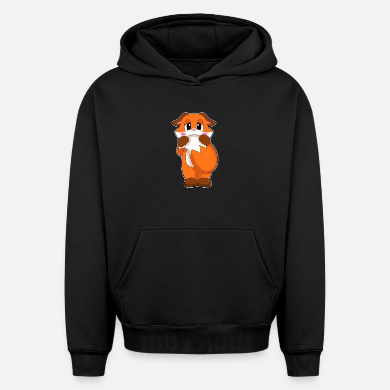 Renard timide - Sweat à capuche unisexe oversize épais SPREAD - noir
