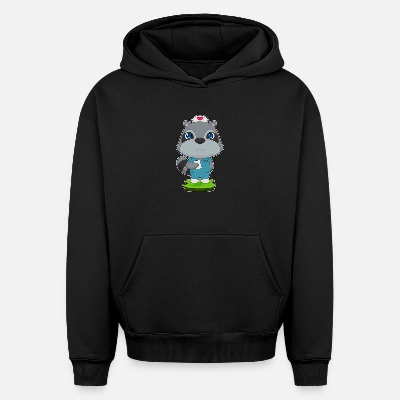 Bloc-notes d’infirmière raton laveur - Sweat à capuche unisexe oversize épais SPREAD - noir