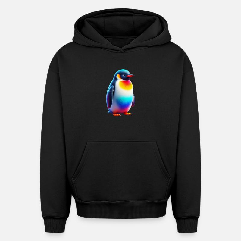 Pingouin - Sweat à capuche unisexe oversize épais SPREAD - noir