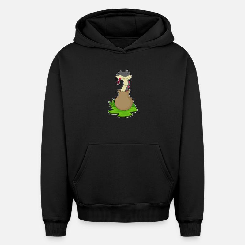 Vase Serpent - Sweat à capuche unisexe oversize épais SPREAD - noir