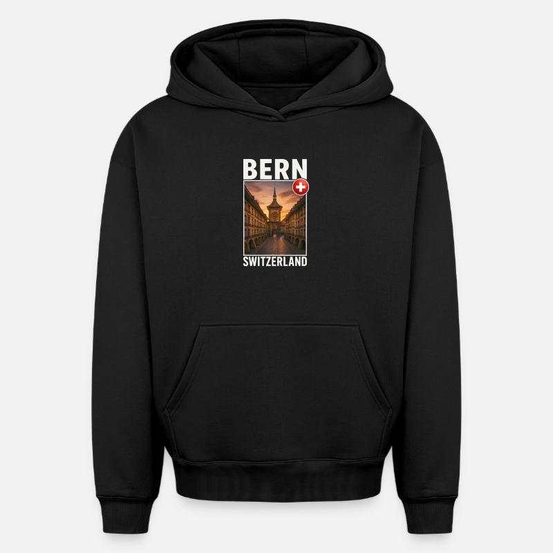 Bern - Sweat à capuche unisexe oversize épais SPREAD - noir