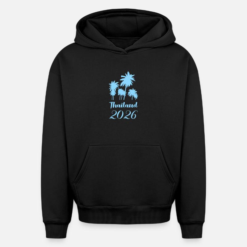 Thaïlandais Palms 2026 - Sweat à capuche unisexe oversize épais SPREAD - noir