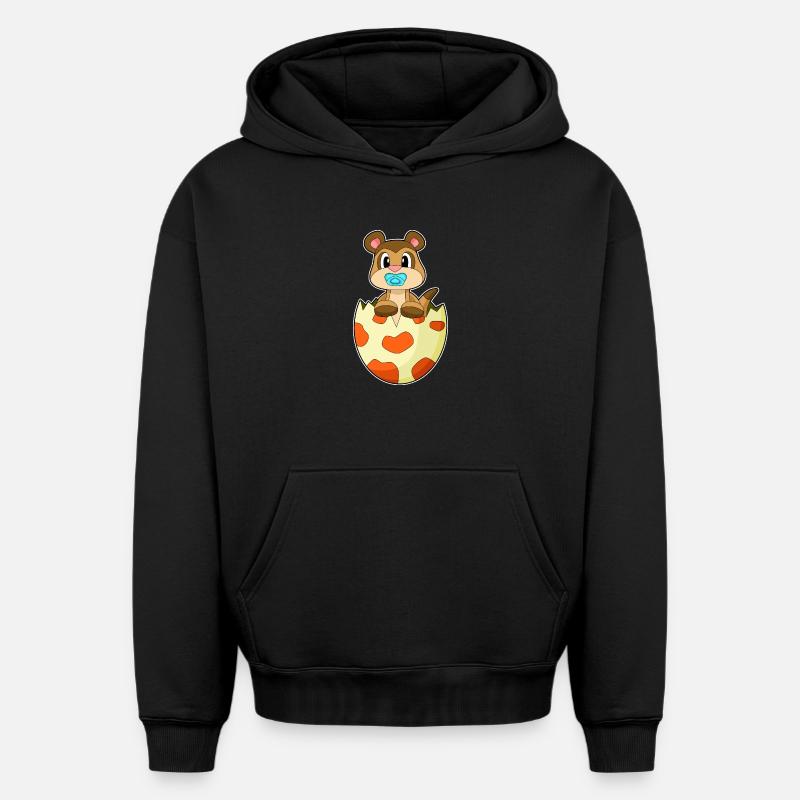 Sucette suricate - Sweat à capuche unisexe oversize épais SPREAD - noir