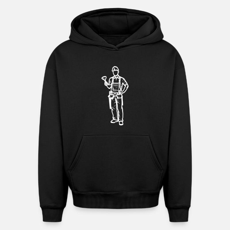 Plombier - Sweat à capuche unisexe oversize épais SPREAD - noir