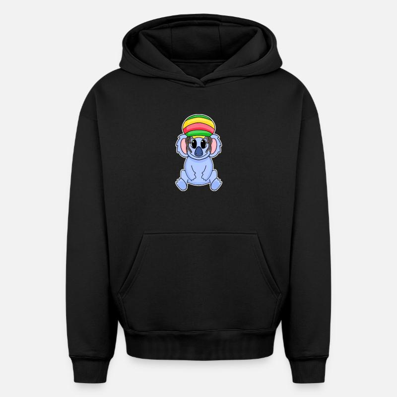 Rasta Koala - Sweat à capuche unisexe oversize épais SPREAD - noir