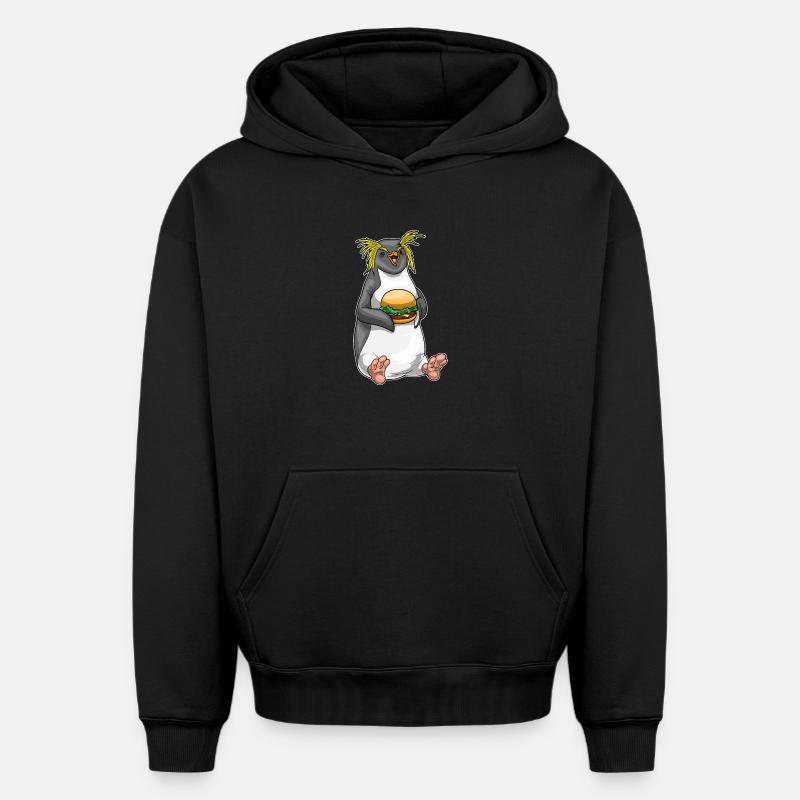 Cheeseburger pingouin - Sweat à capuche unisexe oversize épais SPREAD - noir