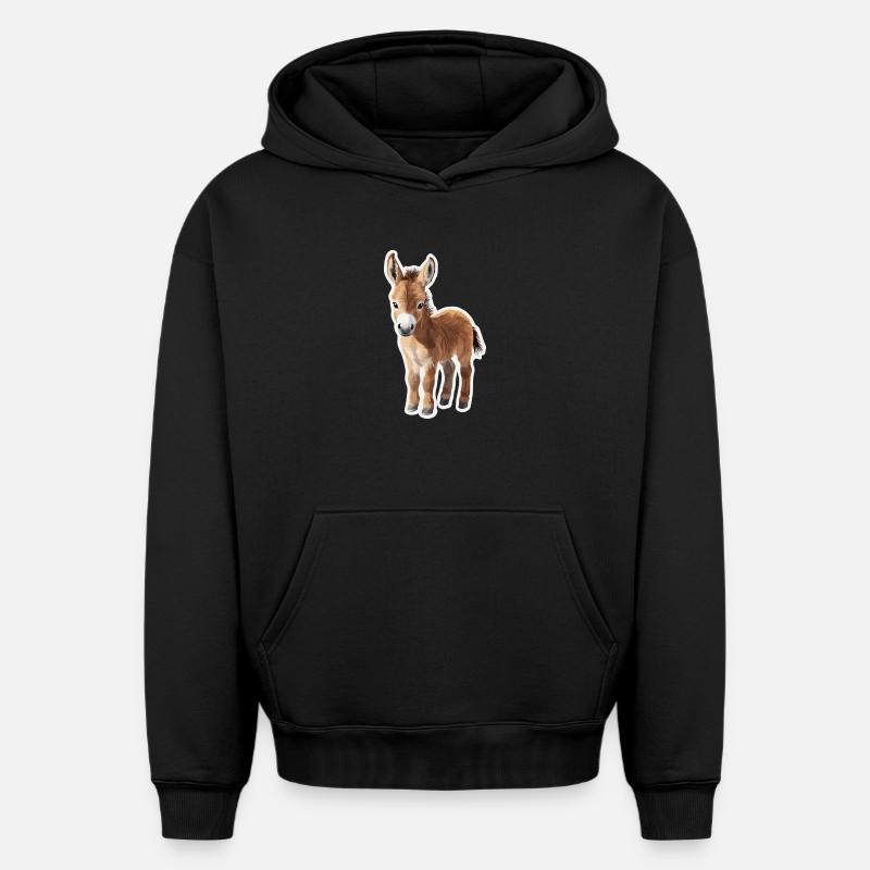 âne - Sweat à capuche unisexe oversize épais SPREAD - noir