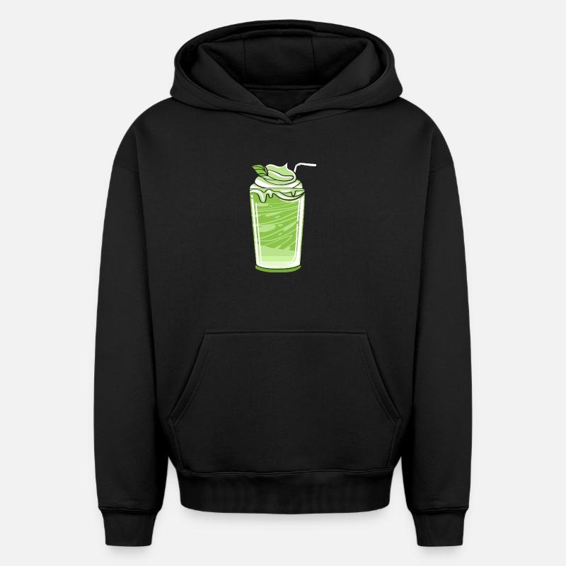 Le Matcha - Sweat à capuche unisexe oversize épais SPREAD - noir