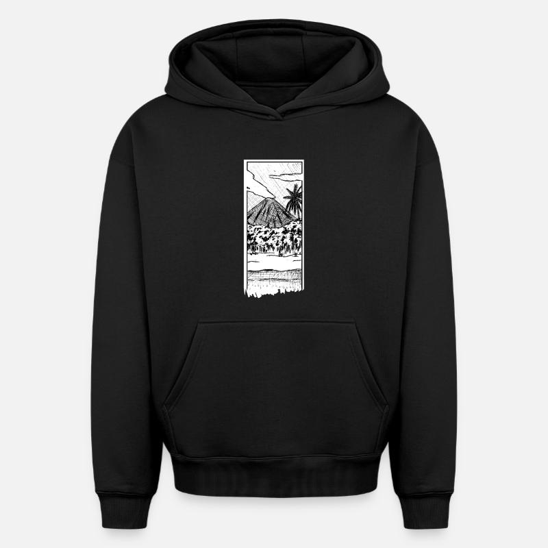 Volcan - Sweat à capuche unisexe oversize épais SPREAD - noir