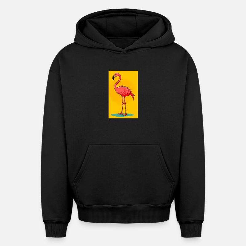 Flamant - Sweat à capuche unisexe oversize épais SPREAD - noir