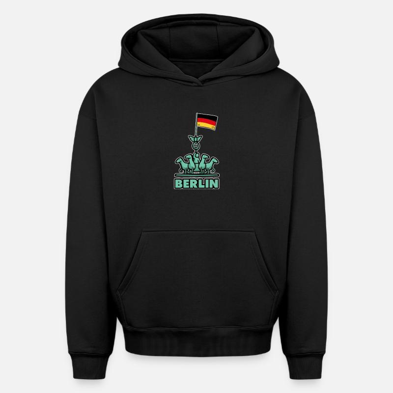 Berlin - Sweat à capuche unisexe oversize épais SPREAD - noir
