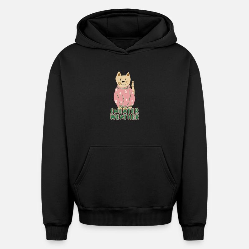 Sweater_weather - Sweat à capuche unisexe oversize épais SPREAD - noir