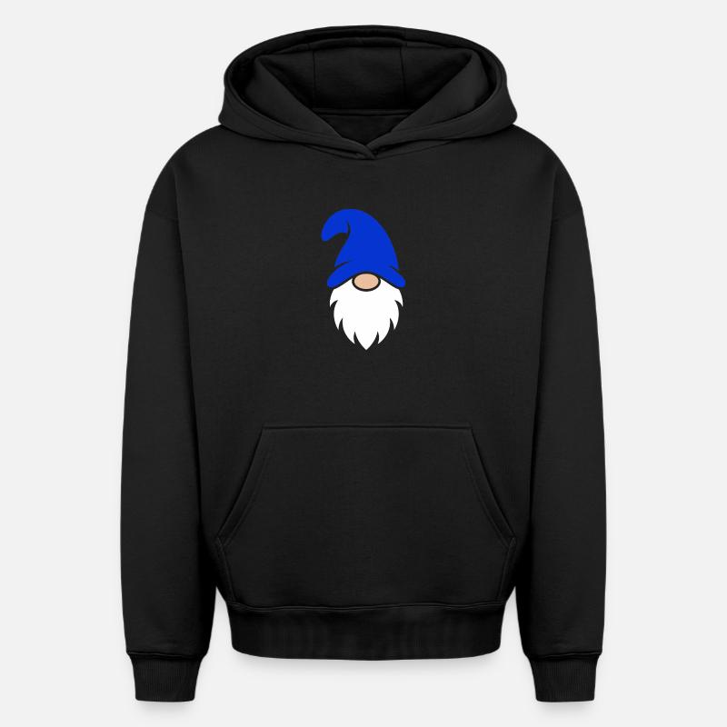 Breloque Gnome barbu bleu - Sweat à capuche unisexe oversize épais SPREAD - noir