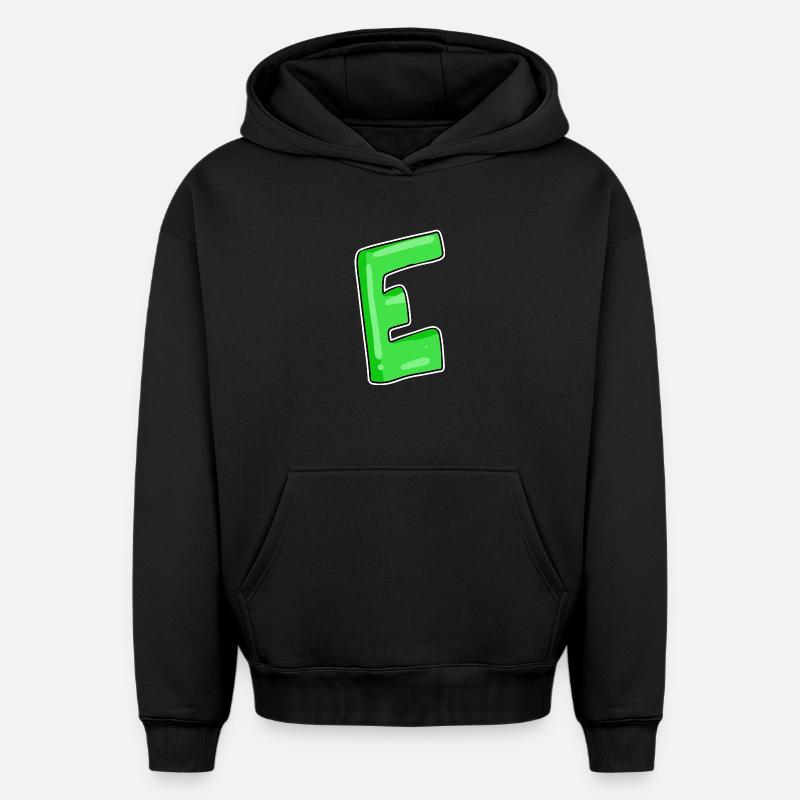 Buchstabe E Anfangsbuchstabe - Oversized Heavyweight Unisex Hoodie - Schwarz