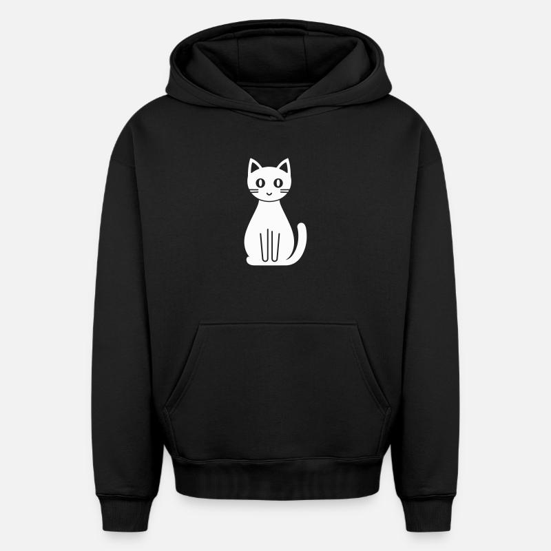 Bande dessinée Chat - Sweat à capuche unisexe oversize épais SPREAD - noir