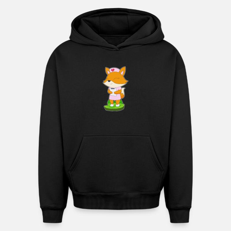 Bloc-notes de l’infirmière Fox - Sweat à capuche unisexe oversize épais SPREAD - noir