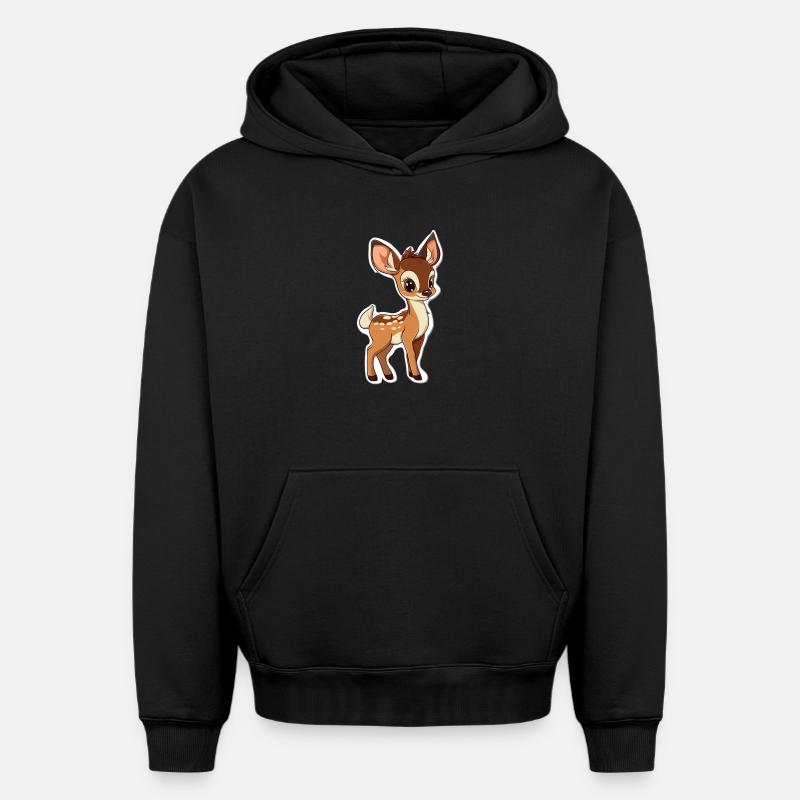 chevreuil - Sweat à capuche unisexe oversize épais SPREAD - noir