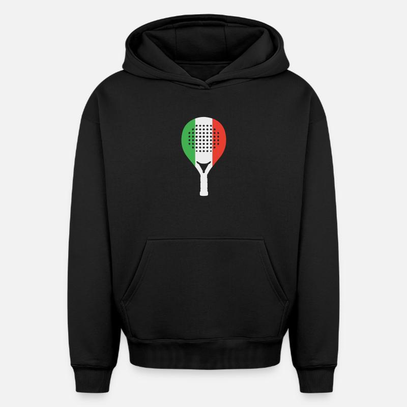 Padel-Italia - Sweat à capuche unisexe oversize épais SPREAD - noir