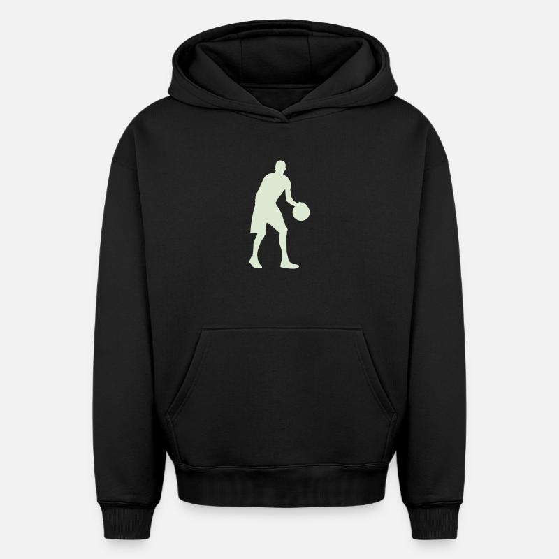 Silhouette de basket vert pastel - Sweat à capuche unisexe oversize épais SPREAD - noir