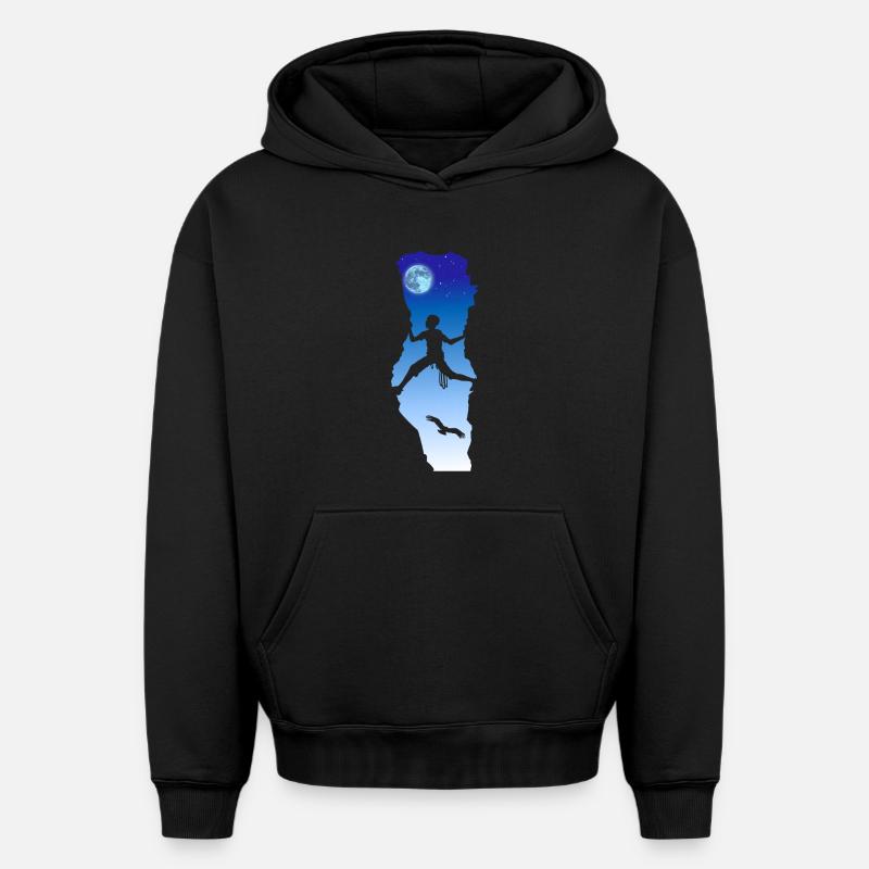 Escalade de nuit - Sweat à capuche unisexe oversize épais SPREAD - noir