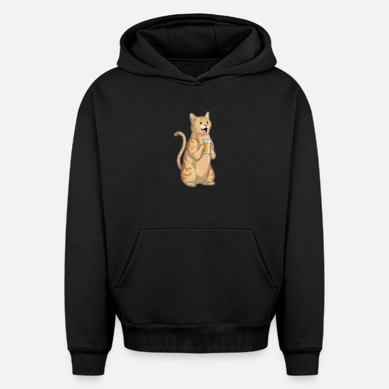 Jus de chat - Sweat à capuche unisexe oversize épais SPREAD - noir
