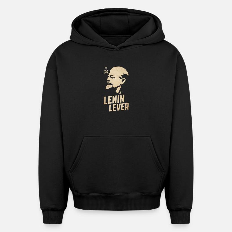 Lénine vit - Sweat à capuche unisexe oversize épais SPREAD - noir