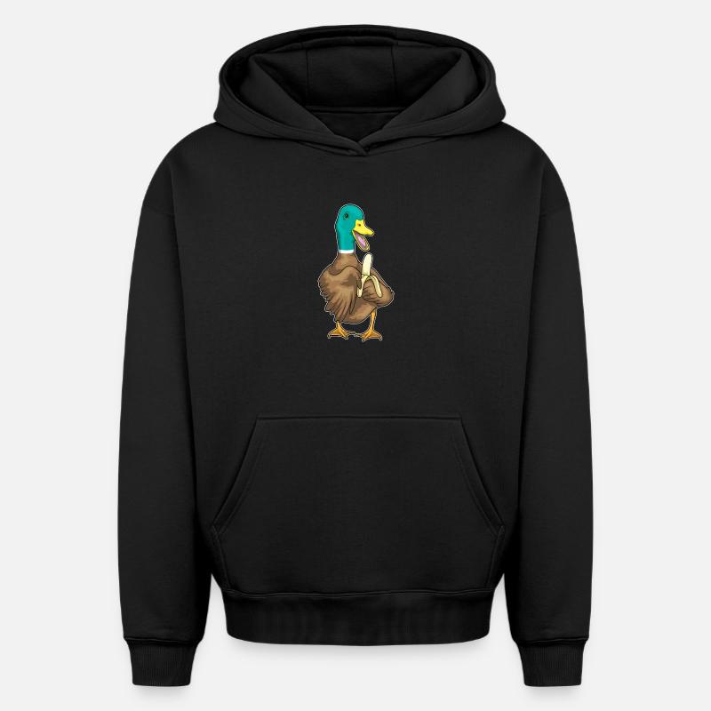 Canard Banane - Sweat à capuche unisexe oversize épais SPREAD - noir