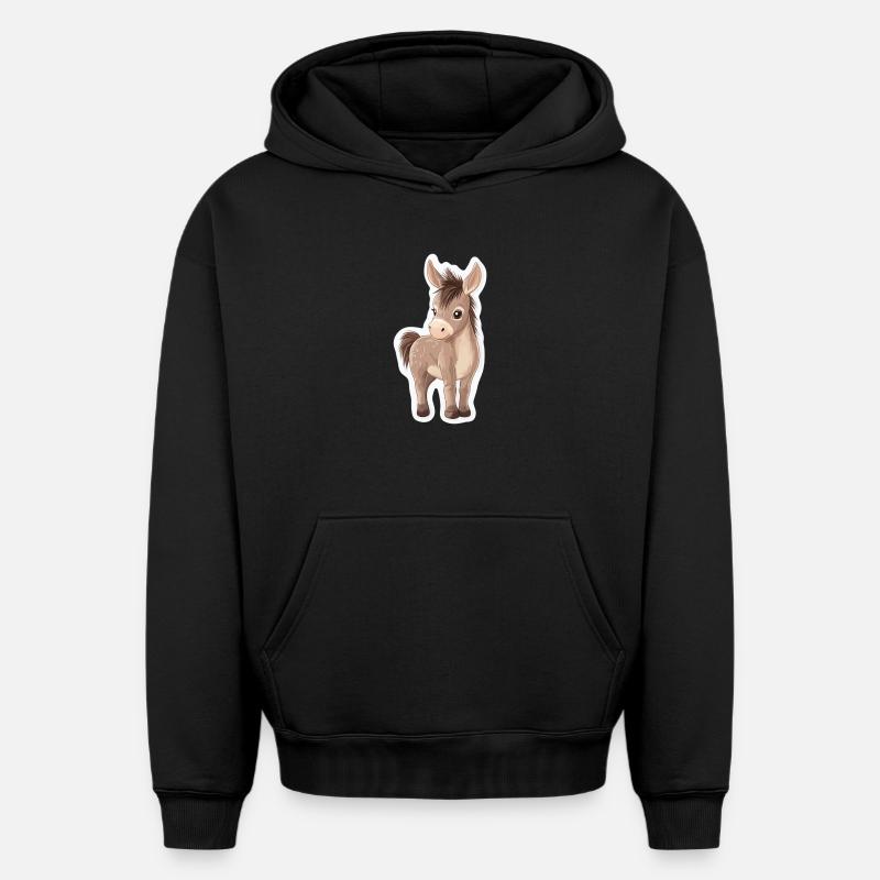 âne - Sweat à capuche unisexe oversize épais SPREAD - noir
