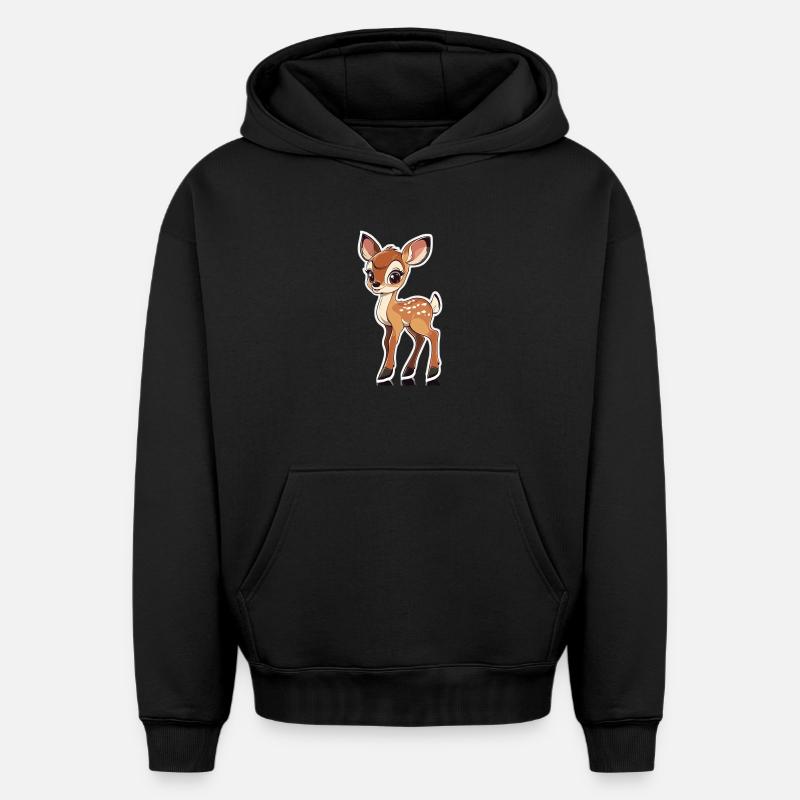 chevreuil - Sweat à capuche unisexe oversize épais SPREAD - noir