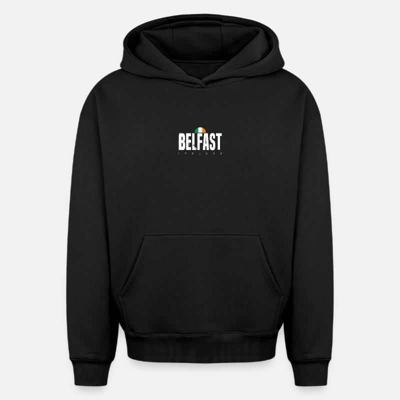 Belfast - Sweat à capuche unisexe oversize épais SPREAD - noir