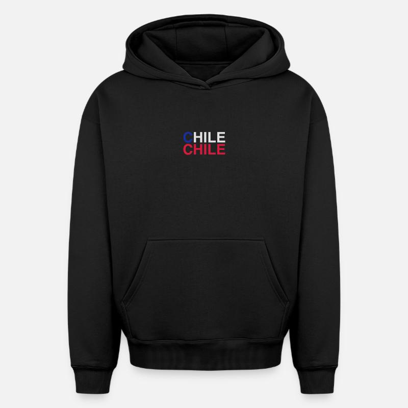 Drapeau du Chili - Sweat à capuche unisexe oversize épais SPREAD - noir