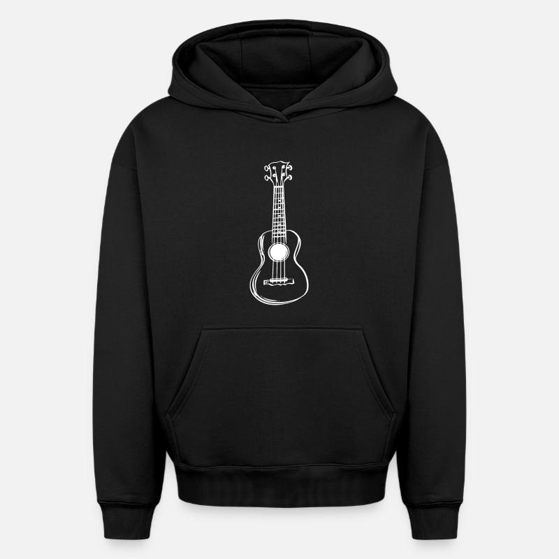 Dessin de ukulélé - Sweat à capuche unisexe oversize épais SPREAD - noir