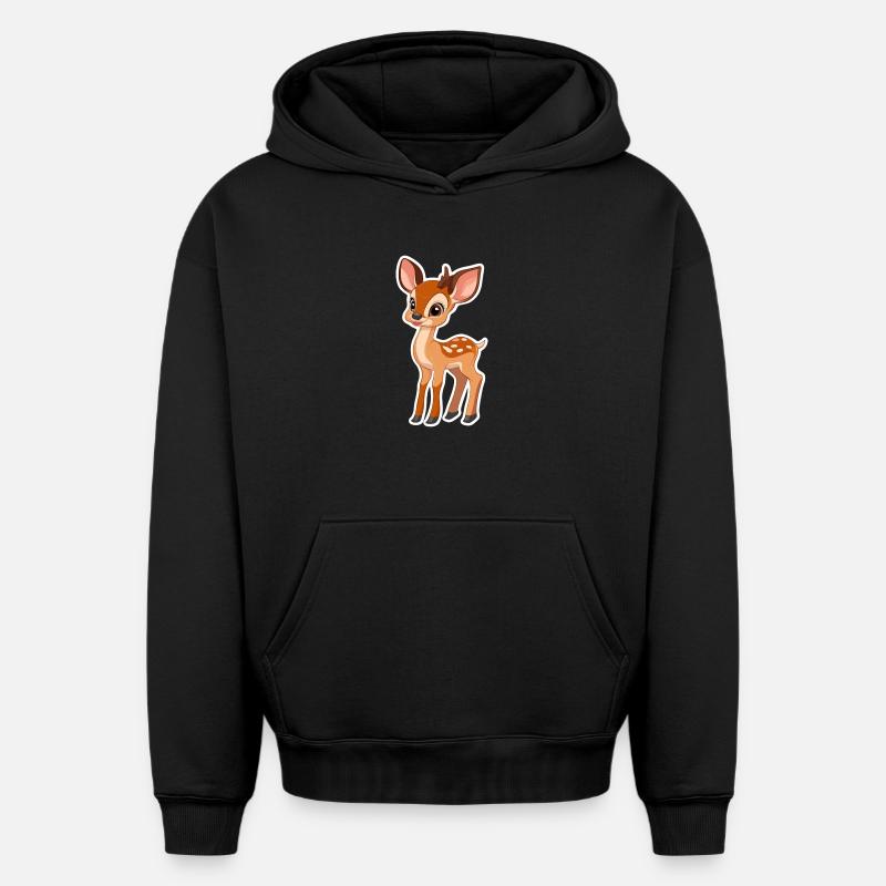 chevreuil - Sweat à capuche unisexe oversize épais SPREAD - noir
