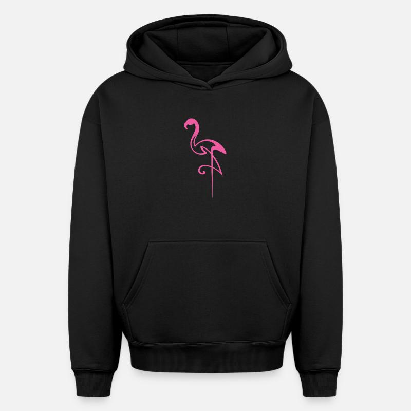 Flamingo - Sweat à capuche unisexe oversize épais SPREAD - noir