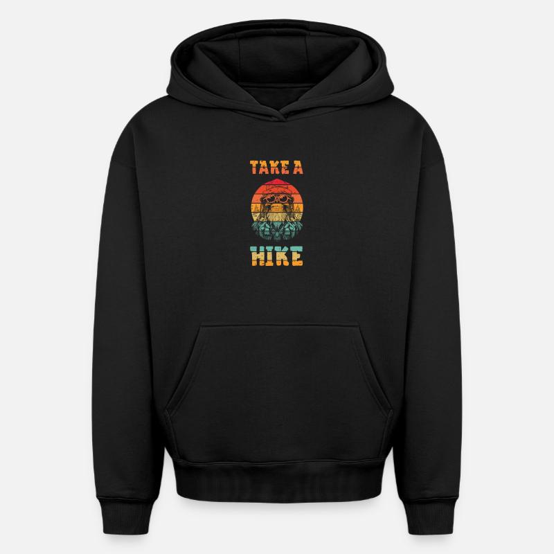 Take a hike - Sweat à capuche unisexe oversize épais SPREAD - noir