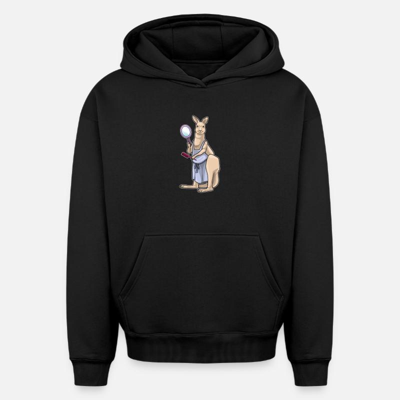 Kangourou Coiffeur Miroir - Sweat à capuche unisexe oversize épais SPREAD - noir