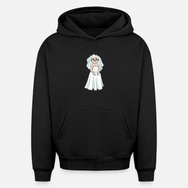 Suricate Voile de mariée Mariage - Sweat à capuche unisexe oversize épais SPREAD - noir