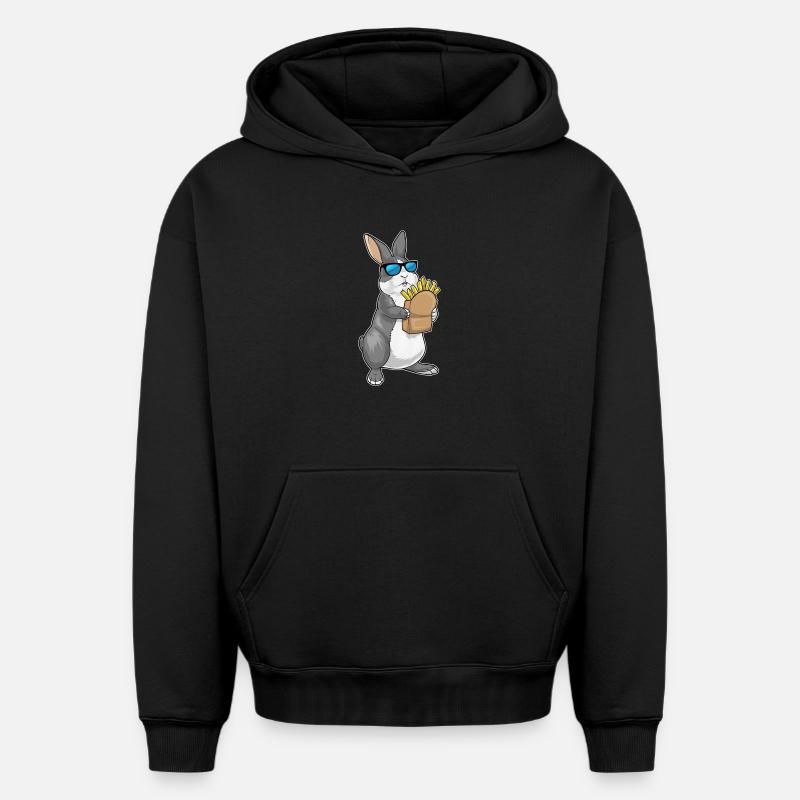 Frites lapin - Sweat à capuche unisexe oversize épais SPREAD - noir