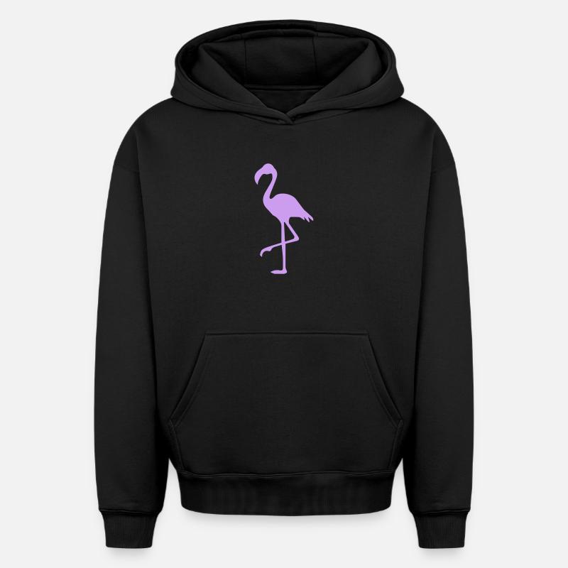 Flamant - Sweat à capuche unisexe oversize épais SPREAD - noir